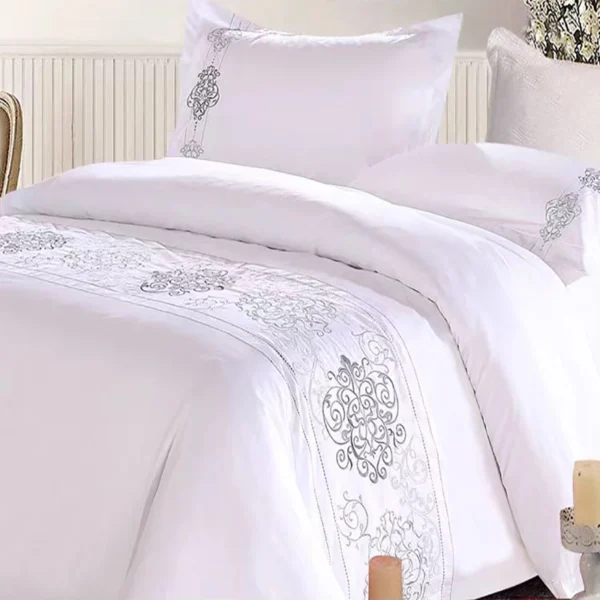 400TC 100% Cotton Sateen Embroidery Bedding Sets Bed Sheet Duvet Cover Pillow Cover - Image 2